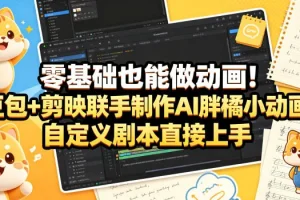 零基础AI动画制作教程：豆包+剪映联手打造胖橘小动画，自定义剧本轻松上手