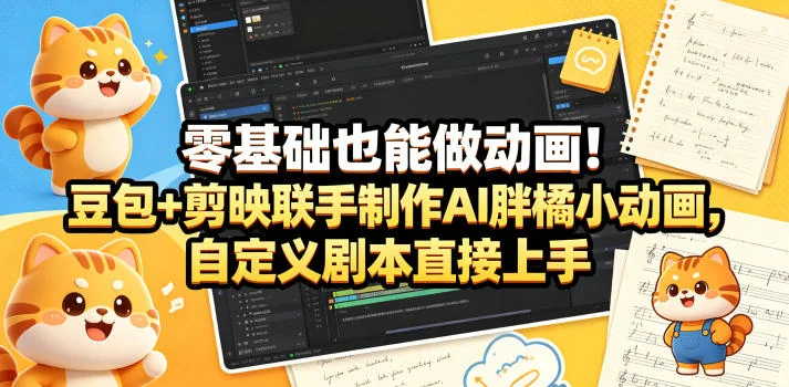 零基础AI动画制作教程：豆包+剪映联手打造胖橘小动画，自定义剧本轻松上手插图
