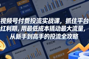 视频号付费投流实战课:低成本撬动高流量,新手到高手的投流全攻略
