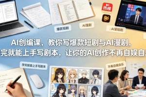 AI创编课:零基础学写爆款短剧与AI漫剧,轻松上手剧本创作,告别自娱自乐