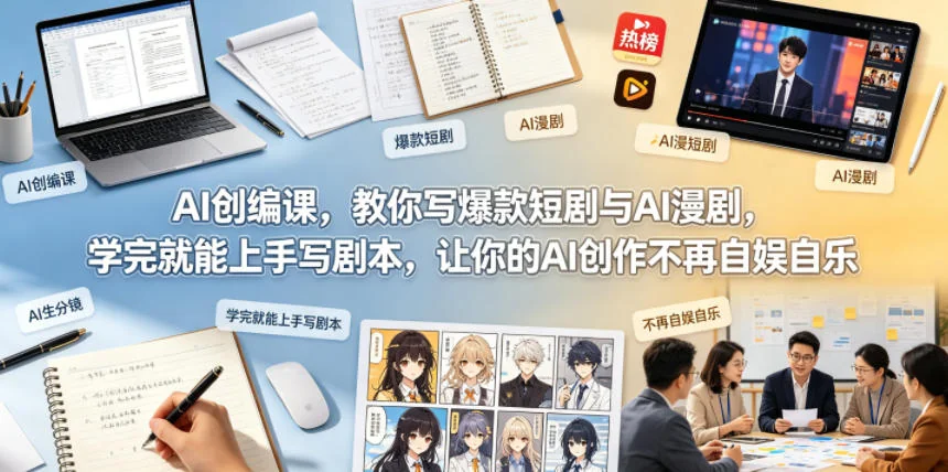 AI创编课:零基础学写爆款短剧与AI漫剧,轻松上手剧本创作,告别自娱自乐插图 AI创编课:零基础学写爆款短剧与AI漫剧,轻松上手剧本创作,告别自娱自乐插图