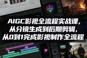 AIGC影视全流程实战课:从分镜生成到后期剪辑,零基础完成影视制作