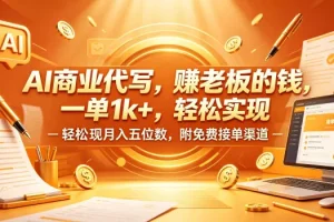 AI商业代写赚钱攻略:一单千元,月入五位数,附免费接单渠道揭秘