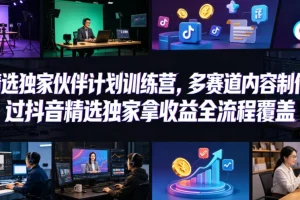 小豁食堂精选伙伴计划训练营:多赛道内容制作,抖音独家收益全流程指南