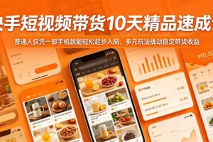 快手短视频带货10天速成课：普通人用一部手机轻松起步，多元玩法实现稳定收益