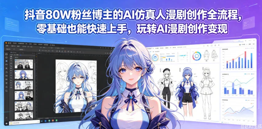抖音80W粉丝博主亲授：AI仿真人漫剧创作全流程，零基础快速上手变现指南插图