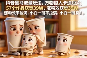抖音黑马玩法：万物拟人卡通短片，57个作品获赞39W，新手一键复刻保姆级教程