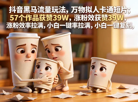 抖音黑马玩法：万物拟人卡通短片，57个作品获赞39W，新手一键复刻保姆级教程插图