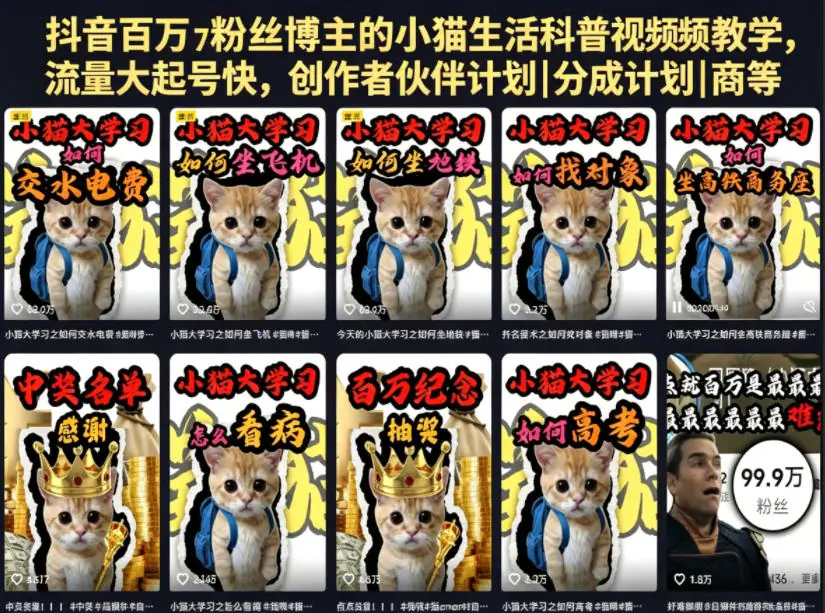 抖音百万粉丝博主教你做小猫科普视频,流量暴涨起号快,创作者分成计划详解插图 抖音百万粉丝博主教你做小猫科普视频,流量暴涨起号快,创作者分成计划详解插图