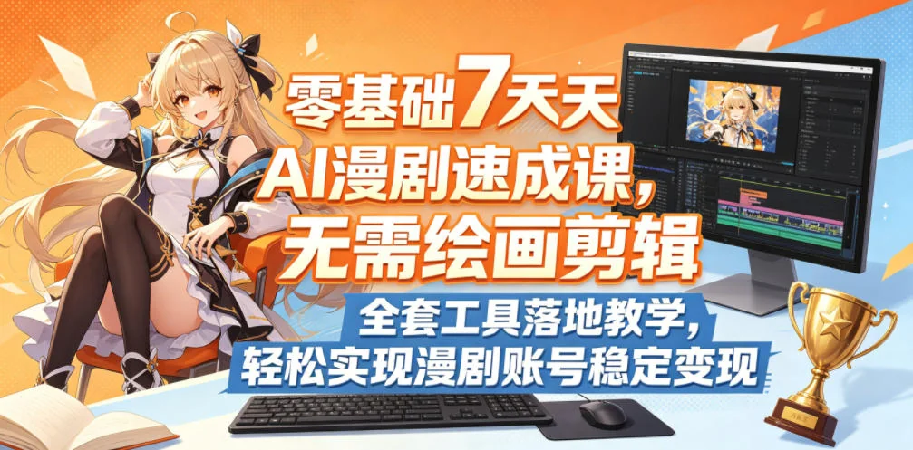 零基础7天AI漫剧速成：无需绘画剪辑，全套工具教学，实现账号稳定变现插图