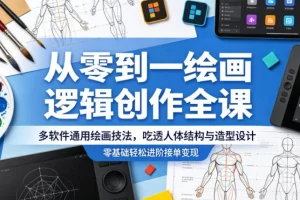 零基础学绘画：人体结构与造型设计全攻略，多软件通用技法助你轻松接单变现