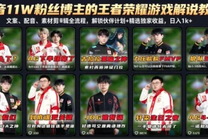 抖音11W粉丝博主亲授：王者荣耀解说教程，文案配音剪辑全流程，解锁伙伴计划收益
