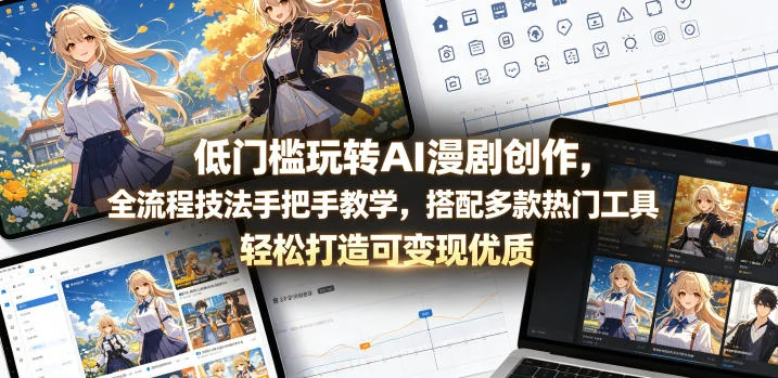 零基础AI漫剧创作全流程教学：手把手搭配热门工具，轻松打造可变现优质作品插图