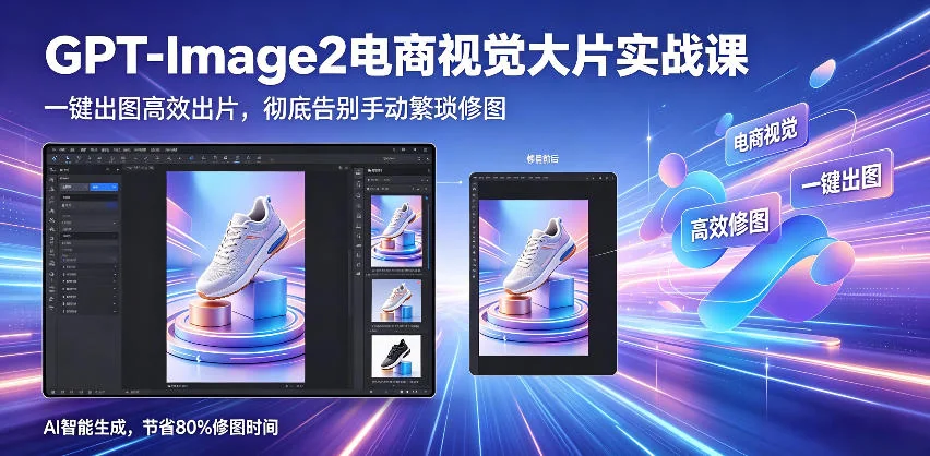 GPT-Image2电商视觉大片实战课:一键智能出图,高效告别手动修图(2025更新版)插图 GPT-Image2电商视觉大片实战课:一键智能出图,高效告别手动修图(2025更新版)插图