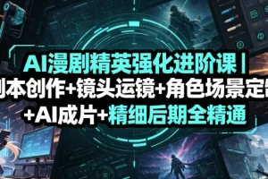 AI漫剧进阶实战课：剧本创作+镜头运镜+角色场景定制+AI成片+后期全精通
