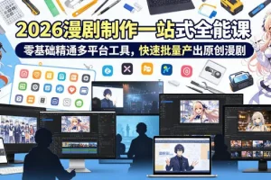 2026 AI漫剧制作全能课：零基础精通多平台工具，快速批量产出原创漫剧