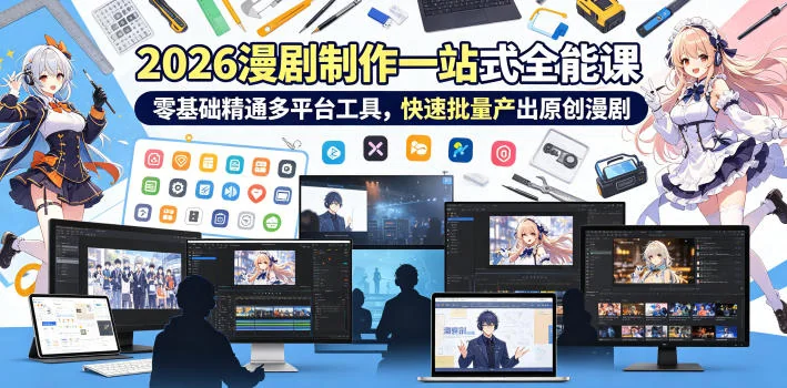 2026 AI漫剧制作全能课:零基础精通多平台工具,快速批量产出原创漫剧插图 2026 AI漫剧制作全能课:零基础精通多平台工具,快速批量产出原创漫剧插图