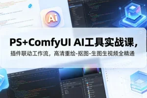 PS+ComfyUI AI实战课：插件联动工作流，从高清重绘到抠图生图视频全精通