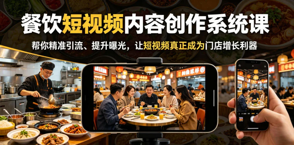 餐饮短视频创作系统课:精准引流+提升曝光,让内容成为门店增长利器插图 餐饮短视频创作系统课:精准引流+提升曝光,让内容成为门店增长利器插图