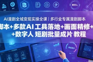 AI漫剧变现实操全课:多行业脚本+AI工具+画面精修+数字人短剧批量成片教程