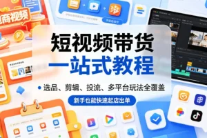 短视频带货全攻略:选品、剪辑、投流技巧+多平台玩法,新手快速起店出单