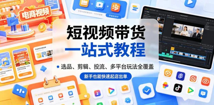 短视频带货全攻略：选品、剪辑、投流技巧+多平台玩法，新手快速起店出单插图