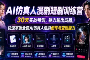 AI仿真人漫剧短剧实战训练营:30天系统特训,掌握创作与变现全技能