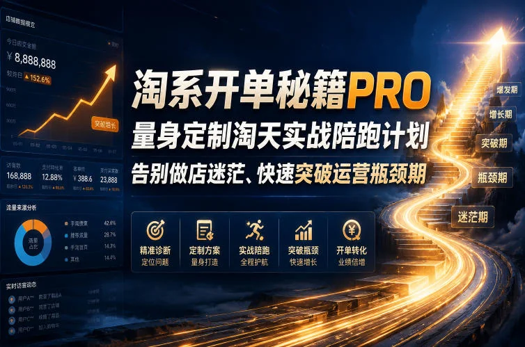 淘系开单实战陪跑计划:量身定制运营方案,突破瓶颈告别迷茫(2026版)插图 淘系开单实战陪跑计划:量身定制运营方案,突破瓶颈告别迷茫(2026版)插图