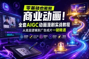 零基础学商业动画：AIGC漫剧实战教程，从底层逻辑到广告成片全精通