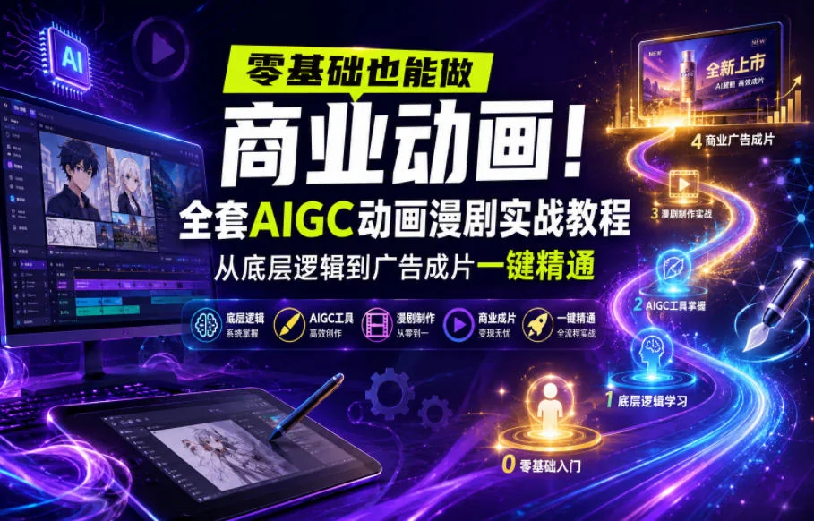 零基础学商业动画:AIGC漫剧实战教程,从底层逻辑到广告成片全精通插图 零基础学商业动画:AIGC漫剧实战教程,从底层逻辑到广告成片全精通插图