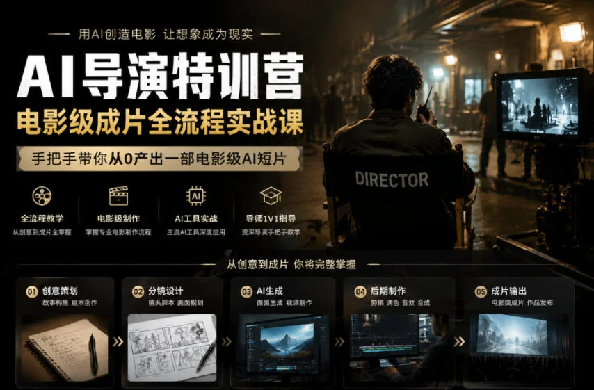 AI导演特训营:电影级AI短片全流程实战课,零基础手把手带你产出成片插图 AI导演特训营:电影级AI短片全流程实战课,零基础手把手带你产出成片插图