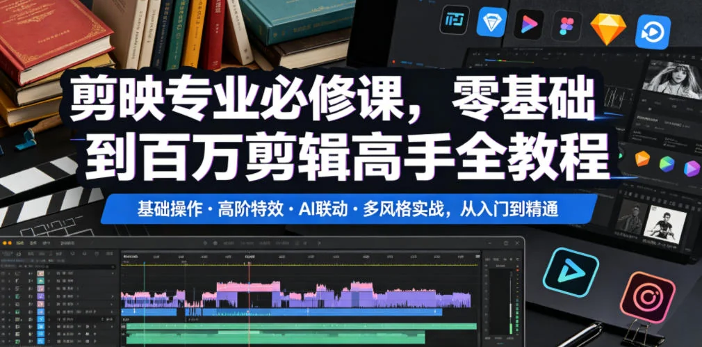 剪映专业教程:零基础入门到剪辑高手,基础操作+高阶特效+AI联动实战全攻略插图 剪映专业教程:零基础入门到剪辑高手,基础操作+高阶特效+AI联动实战全攻略插图