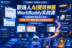 职场人必备AI提效课:WorkBuddy实战指南,从基础操作到文档、PPT、数据、会议全场景自动化
