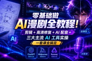 零基础AI漫剧制作教程:剪辑、高清修复、AI配音与三大工具实操全攻略