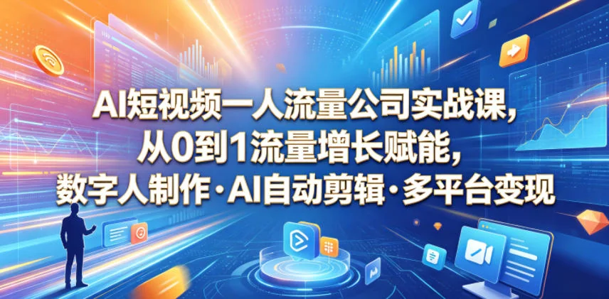 AI短视频实战课:从0到1流量增长,数字人制作+自动剪辑+多平台变现,一人搞定流量生意全教程插图 AI短视频实战课:从0到1流量增长,数字人制作+自动剪辑+多平台变现,一人搞定流量生意全教程插图
