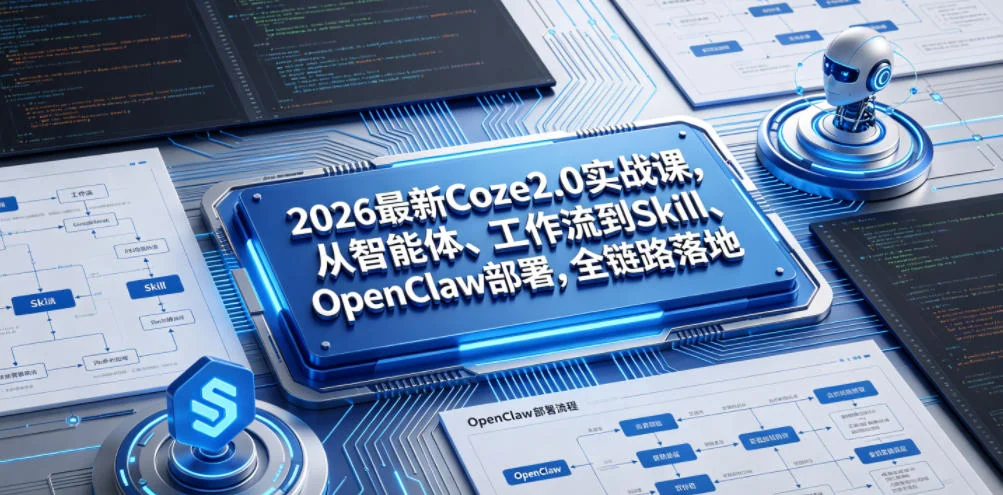 2026 Coze2.0实战课:从智能体、工作流到Skill与OpenClaw部署,全链路落地指南插图 2026 Coze2.0实战课:从智能体、工作流到Skill与OpenClaw部署,全链路落地指南插图