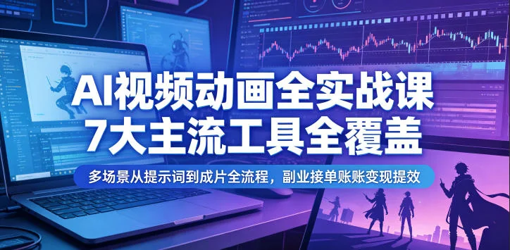 AI视频动画实战课：7大主流工具全覆盖，从提示词到成片全流程，助你副业接单与账号变现提效插图