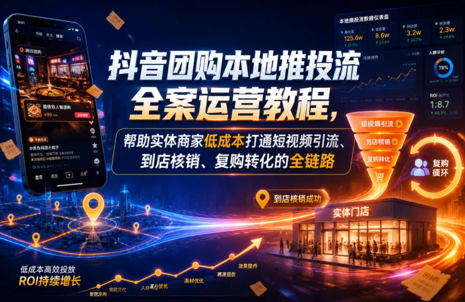 抖音团购本地推投流全案教程：实体商家低成本实现短视频引流到店核销与复购转化插图