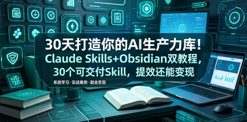 30天AI生产力提升指南:Claude Skills+Obsidian双教程,30个实用技能助你提效与变现插图 30天AI生产力提升指南:Claude Skills+Obsidian双教程,30个实用技能助你提效与变现插图