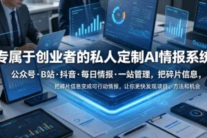 创业者必备！私人定制AI情报系统，一键整合公众号/B站/抖音每日情报，碎片信息变可行动作，快速发现项目、方法、机会
