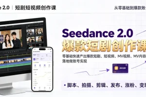 Seedance 2.0短剧短视频创作课:零基础快速产出爆款内容,账号落地变现指南