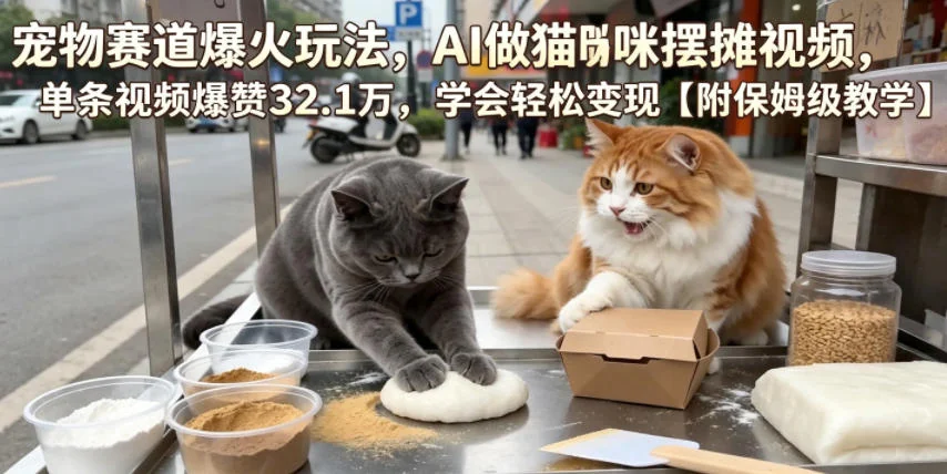 AI猫咪摆摊视频爆火!单条32.1万赞,宠物赛道变现教程【保姆级教学】插图 AI猫咪摆摊视频爆火!单条32.1万赞,宠物赛道变现教程【保姆级教学】插图