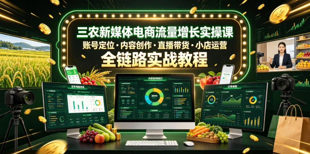 三农新媒体电商全链路实战:账号定位、内容创作、直播带货与小店运营流量增长指南插图 三农新媒体电商全链路实战:账号定位、内容创作、直播带货与小店运营流量增长指南插图