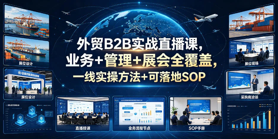 外贸B2B实战直播课:业务技巧、管理方法、展会攻略全覆盖,一线实操与落地SOP插图 外贸B2B实战直播课:业务技巧、管理方法、展会攻略全覆盖,一线实操与落地SOP插图