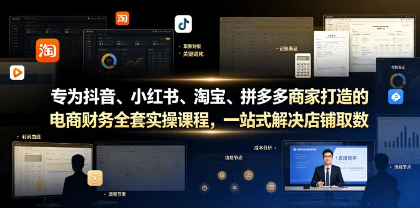 电商财务实操课：抖音/小红书/淘宝/拼多多店铺一站式解决取数、记账、报税难题插图