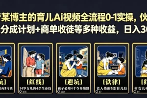 抖音育儿AI视频0-1实操全攻略:伙伴计划+分成+商单,轻松日入300+