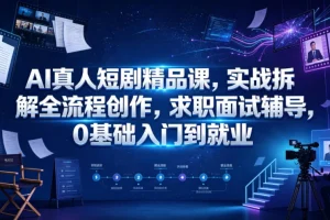 AI真人短剧全流程实战课：0基础入门到就业，含求职面试辅导