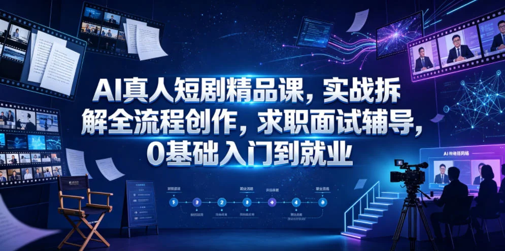 AI真人短剧全流程实战课:0基础入门到就业,含求职面试辅导插图 AI真人短剧全流程实战课:0基础入门到就业,含求职面试辅导插图