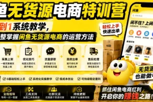 闲鱼无货源电商特训营:从0到1系统教学,掌握运营方法与实战技巧