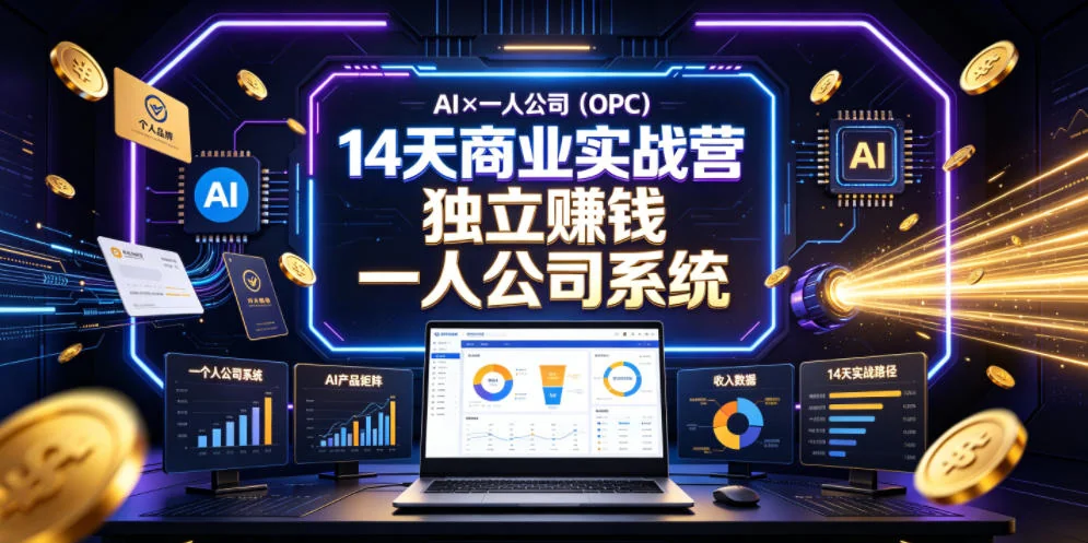 AI×一人公司(OPC)14天实战营:用AI搭建你的独立赚钱系统插图 AI×一人公司(OPC)14天实战营:用AI搭建你的独立赚钱系统插图